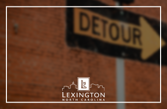 detour sign with Lexington logo