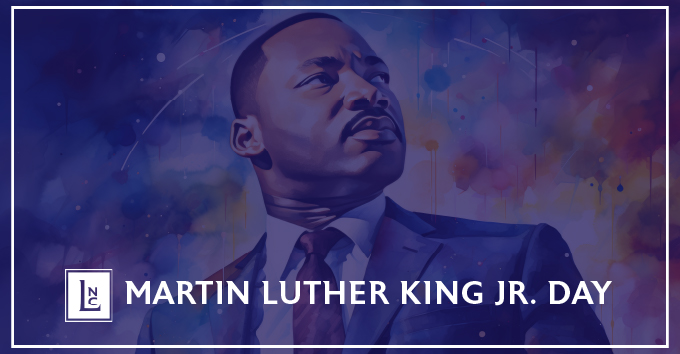 Lexington logo and text over photo of Martin Luther King Jr.